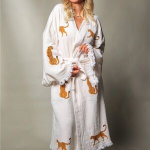 Brown Tiger Turkish Cotton Handmade Kimono